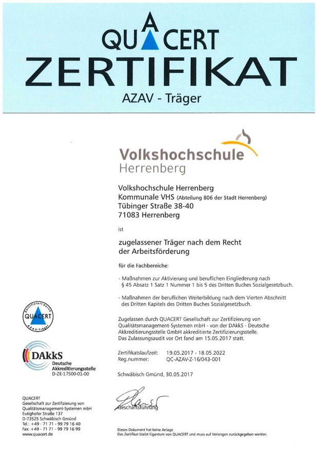 Zertifikat Quacert